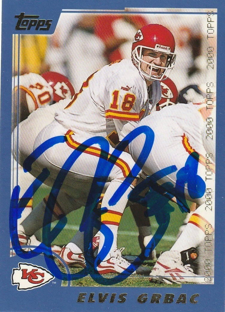 ELVIS GRBAC KANSAS CITY CHIEFS  SIGNED 2000 TOPPS CARD #53