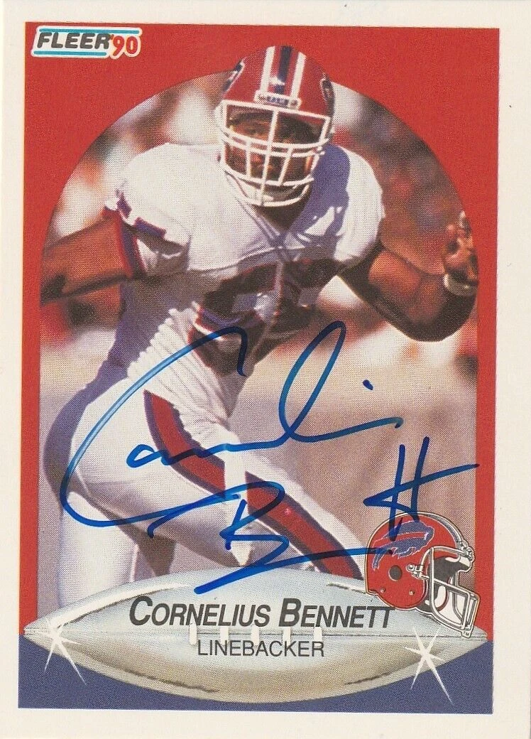 CORNELIUS BENNETT BUFFALO BILLS  SIGNED 1990 FLEER CARD #111