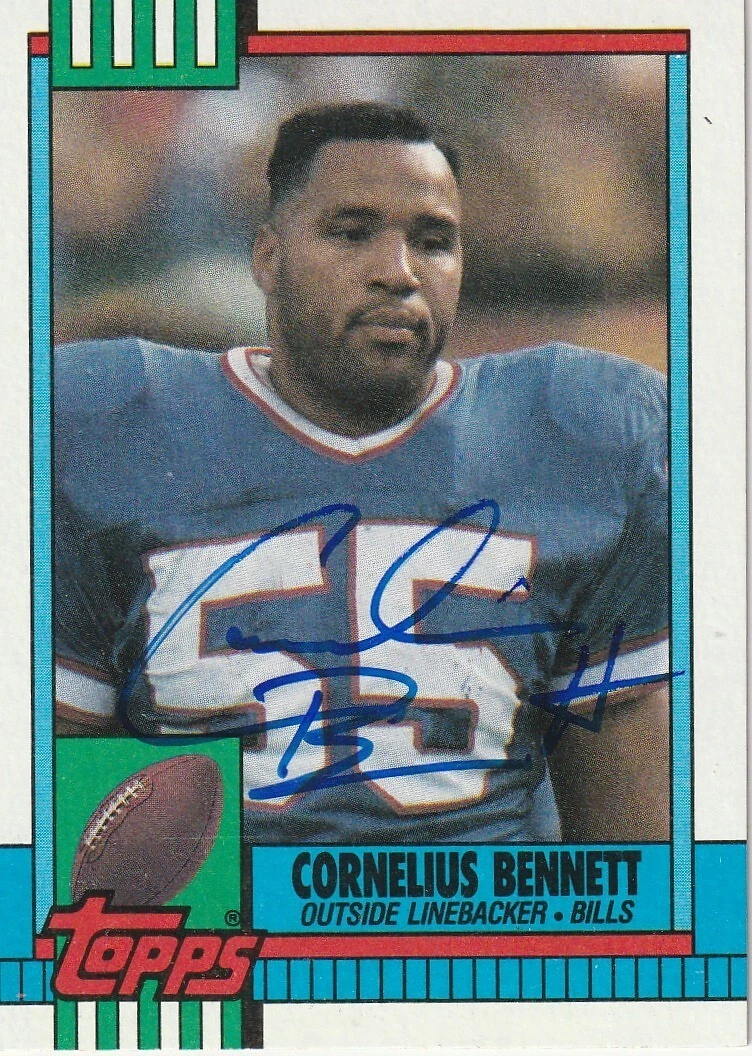 CORNELIUS BENNETT BUFFALO BILLS  SIGNED 1990 TOPPS CARD #208