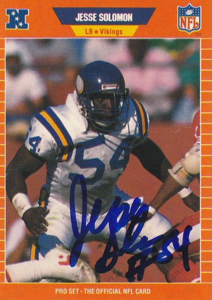 JESSE SOLOMON MINNESOTA VIKINGS  SIGNED 1989 PRO SET CARD #239