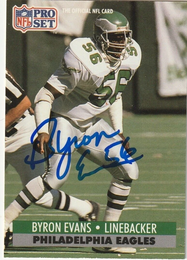 BYRON EVANS PHILADELPHIA EAGLES  SIGNED 1991 PRO SET CARD #615