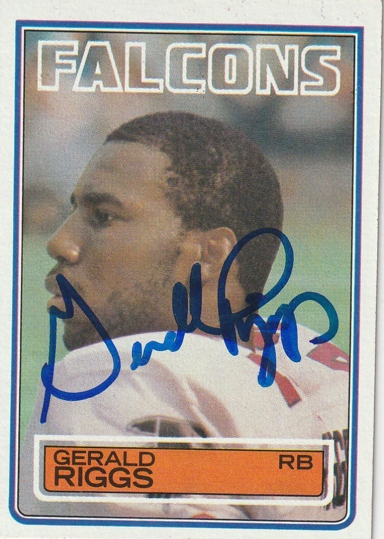 GERALD RIGGS  ATLANTA FALCONS   SIGNED 1983 TOPPS CARD #25