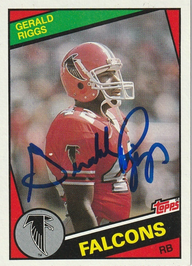 GERALD RIGGS  ATLANTA FALCONS   SIGNED 1984 TOPPS CARD #218