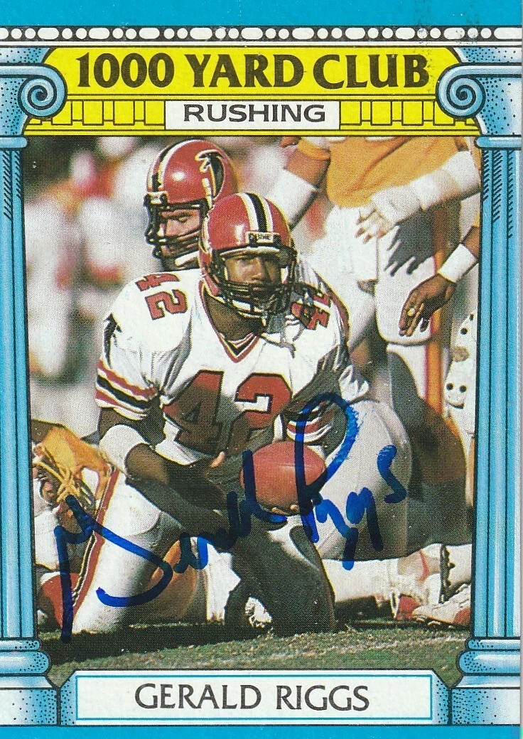 GERALD RIGGS  ATLANTA FALCONS   SIGNED 1987 TOPPS CARD 1000 YARD CLUB