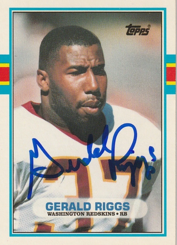 GERALD RIGGS  WASHINGTON REDSKINS   SIGNED 1989 TOPPS TRADED CARD #27T