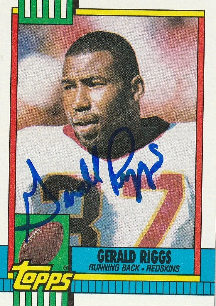 GERALD RIGGS  WASHINGTON REDSKINS   SIGNED 1990 TOPPS CARD #122