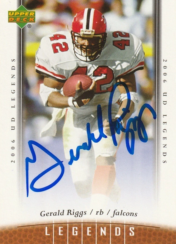 GERALD RIGGS  ATLANTA FALCONS   SIGNED 2006 UPPER DECK LEGENDS CARD #83