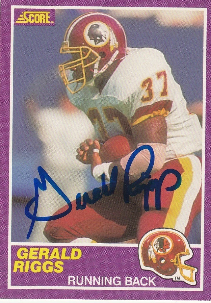 GERALD RIGGS WASHINGTON REDSKINS  SIGNED 1989 SCORE SUPPLEMENTAL CARD #357S