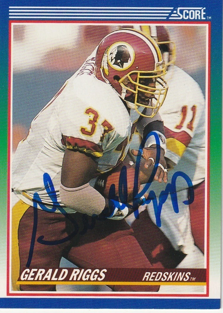 GERALD RIGGS WASHINGTON REDSKINS  SIGNED 1990 SCORE CARD #66