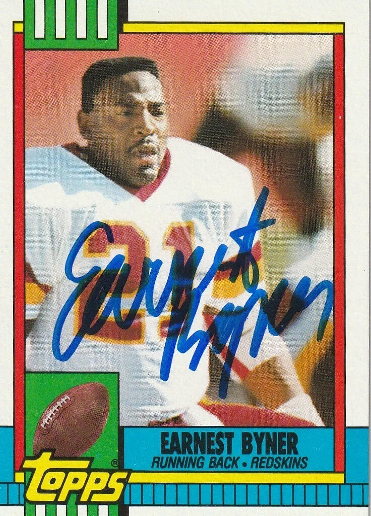 EARNEST BYNER WASHINGTON REDSKINS  SIGNED 1990 TOPPS CARD #121