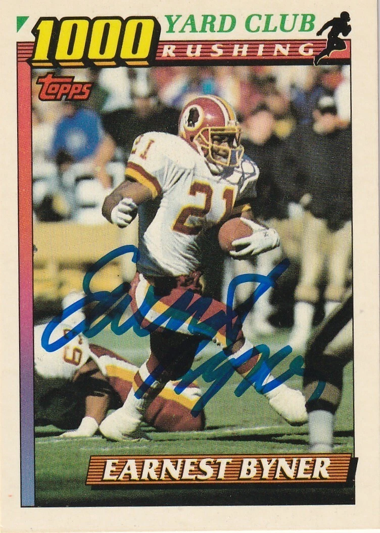 EARNEST BYNER WASHINGTON REDSKINS  SIGNED 1991 TOPPS CARD #6