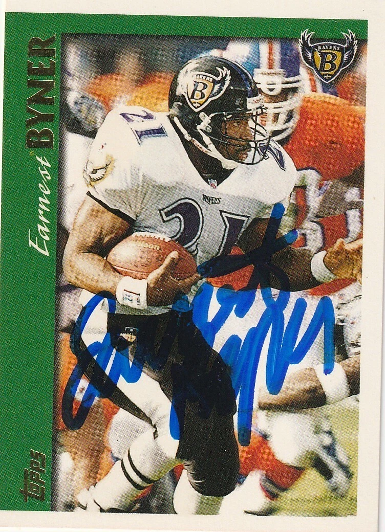 EARNEST BYNER BALTIMORE RAVENS  SIGNED 1997 TOPPS CARD #306