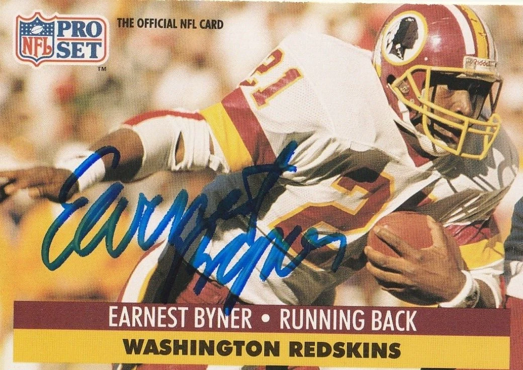 EARNEST BYNER WASHINGTON REDSKINS  SIGNED 1991 PRO SET CARD #316