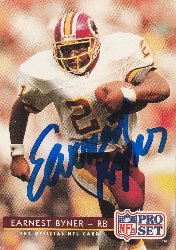 EARNEST BYNER WASHINGTON REDSKINS  SIGNED 1992 PRO SET CARD #74