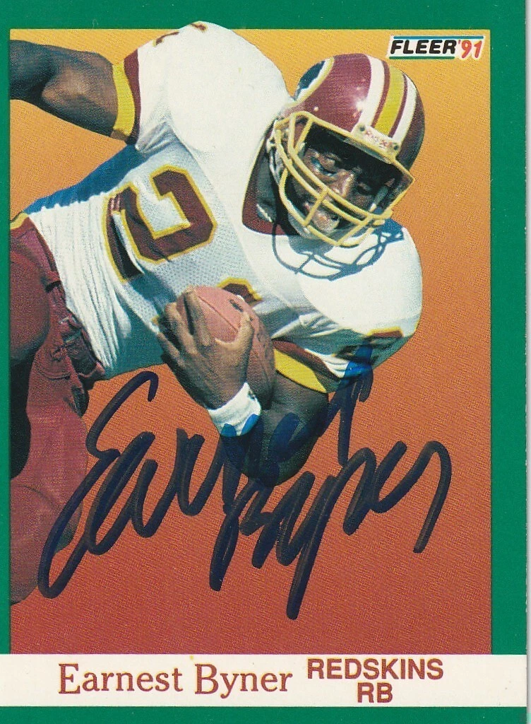 EARNEST BYNER WASHINGTON REDSKINS  SIGNED 1991 FLEER CARD #383