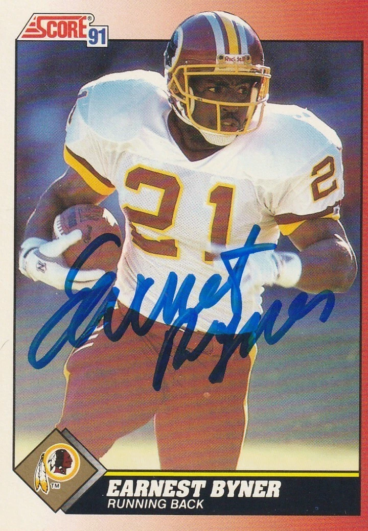 EARNEST BYNER WASHINGTON REDSKINS  SIGNED 1991 SCORE CARD #125