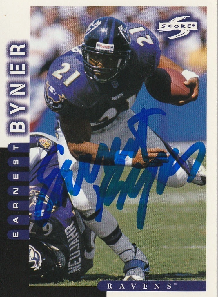 EARNEST BYNER BALTIMORE RAVENS  SIGNED 1998 SCORE CARD #155