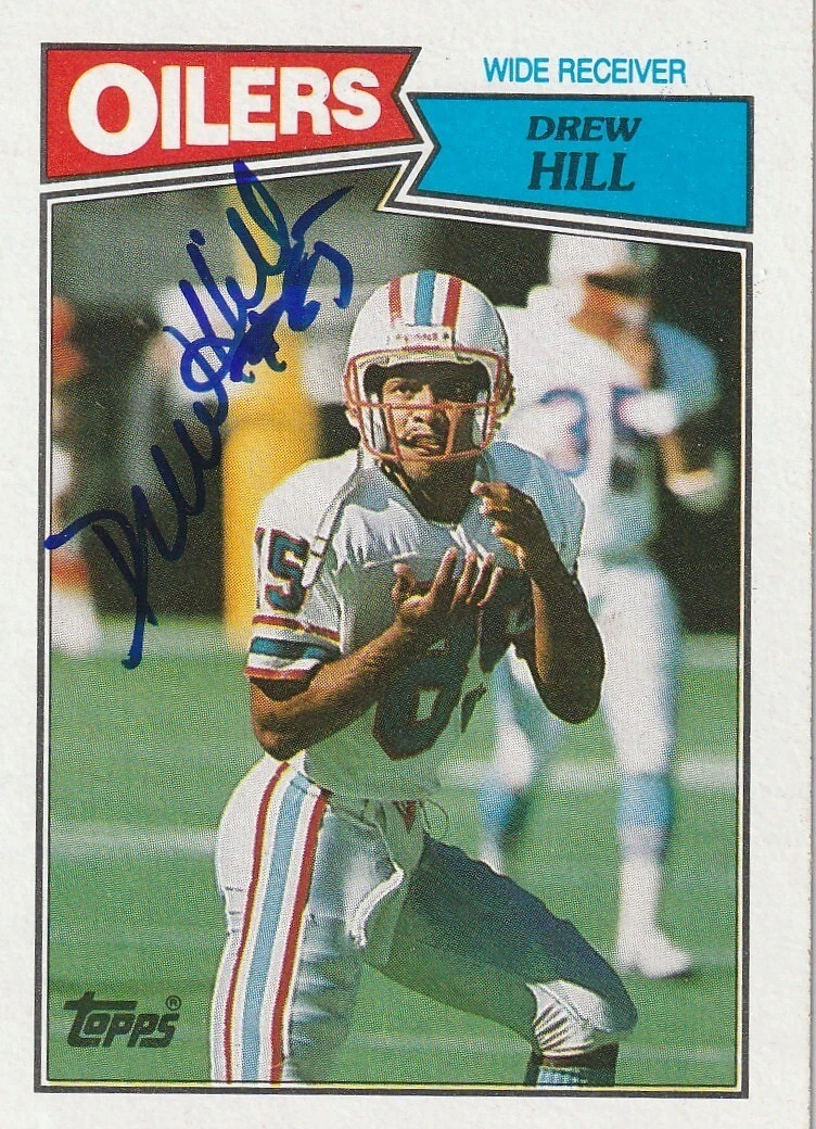 DREW HILL HOUSTON OILERS  SIGNED 1987 TOPPS CARD #309