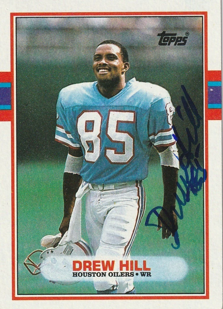 DREW HILL HOUSTON OILERS  SIGNED 1989 TOPPS CARD #95