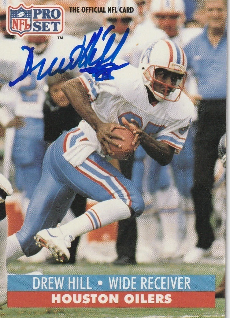 DREW HILL HOUSTON OILERS  SIGNED 1991 PRO SET CARD #516