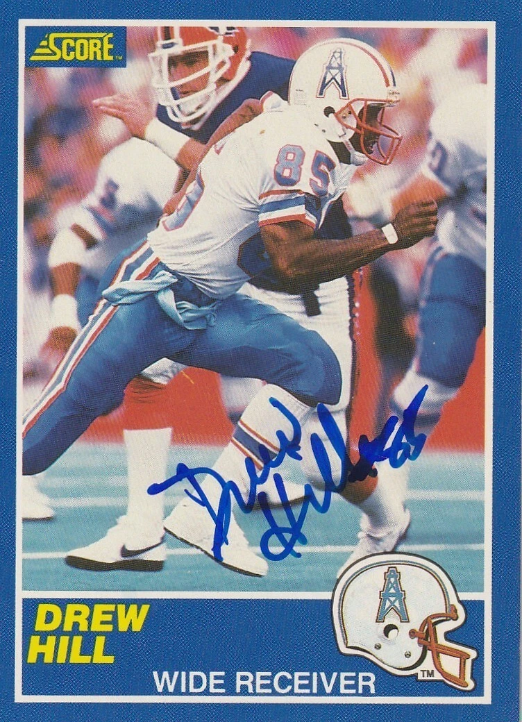 DREW HILL HOUSTON OILERS  SIGNED 1989 SCORE CARD #95