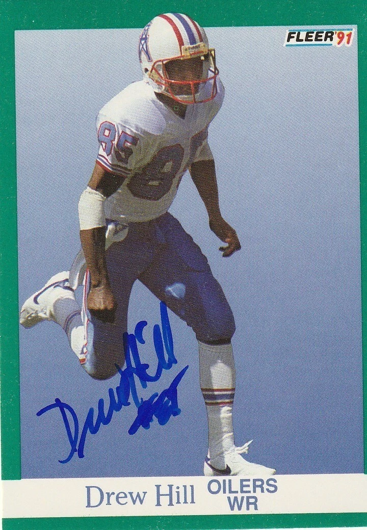 DREW HILL HOUSTON OILERS  SIGNED 1991 FLEER CARD #62