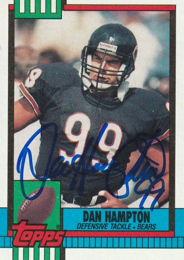DAN HAMPTON CHICAGO BEARS SIGNED 1990 TOPPS CARD #377