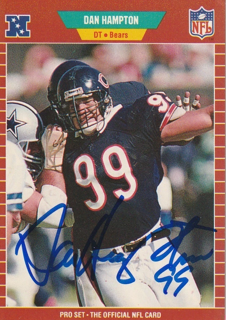 DAN HAMPTON CHICAGO BEARS SIGNED 1989 PRO SET CARD #41
