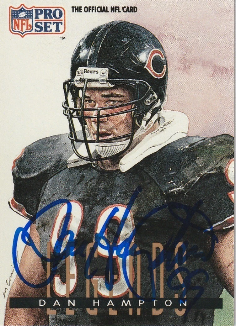 DAN HAMPTON CHICAGO BEARS SIGNED 1991 PRO SET CARD #696