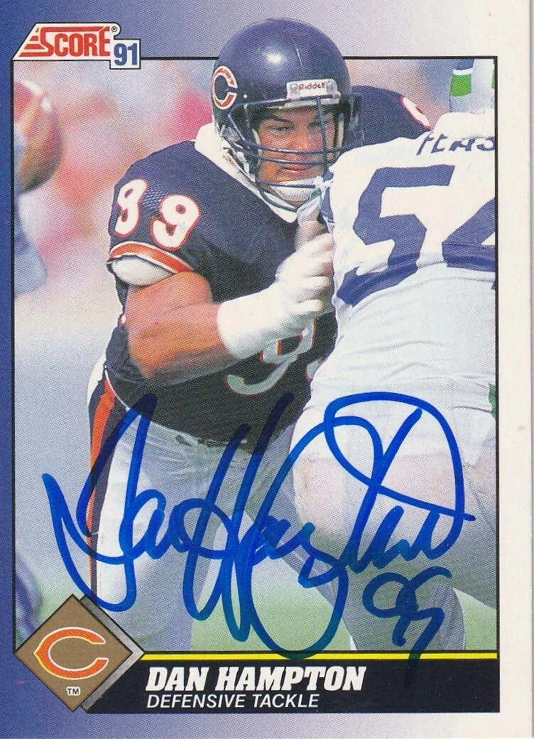 DAN HAMPTON CHICAGO BEARS SIGNED 1991 SCORE CARD #89