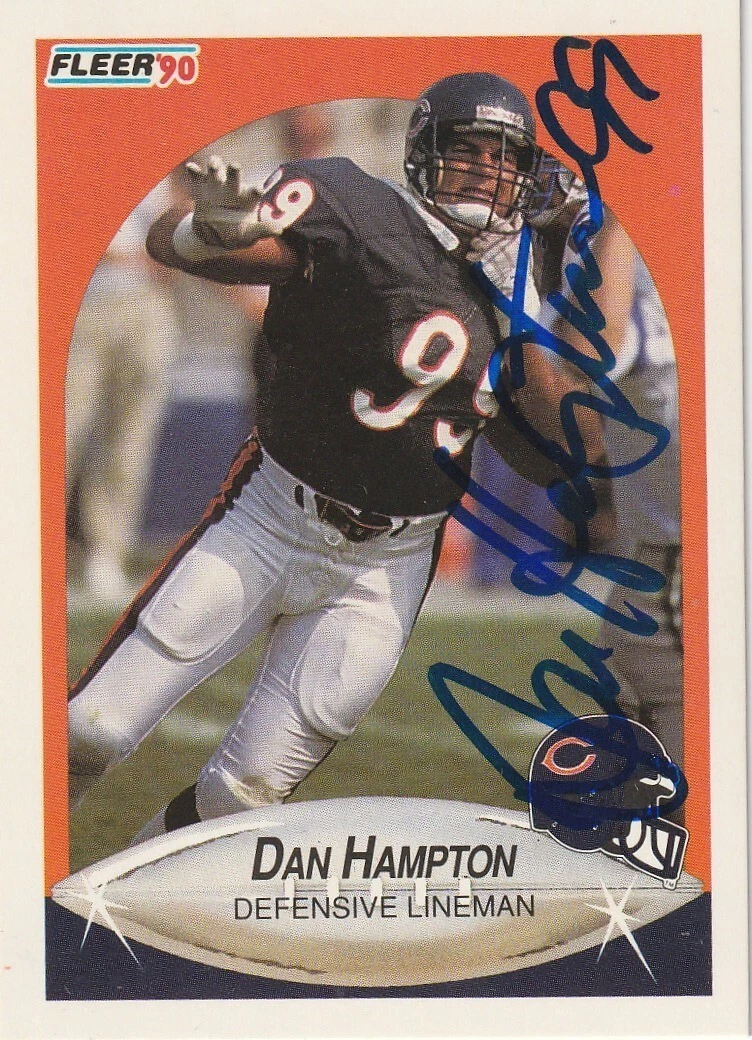 DAN HAMPTON CHICAGO BEARS SIGNED 1990 FLEER UPDATE CARD #U-112