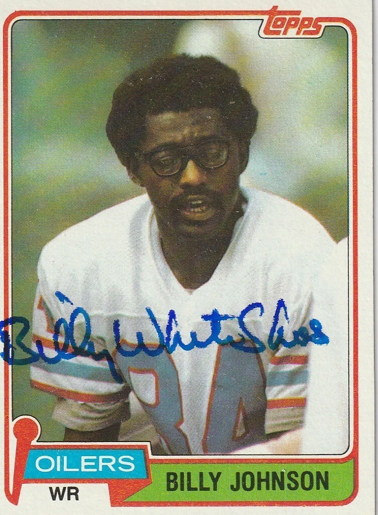 BILLY WHITESHOES JOHNSON HOUSTON OILERS SIGNED 1981 TOPPS CARD #518