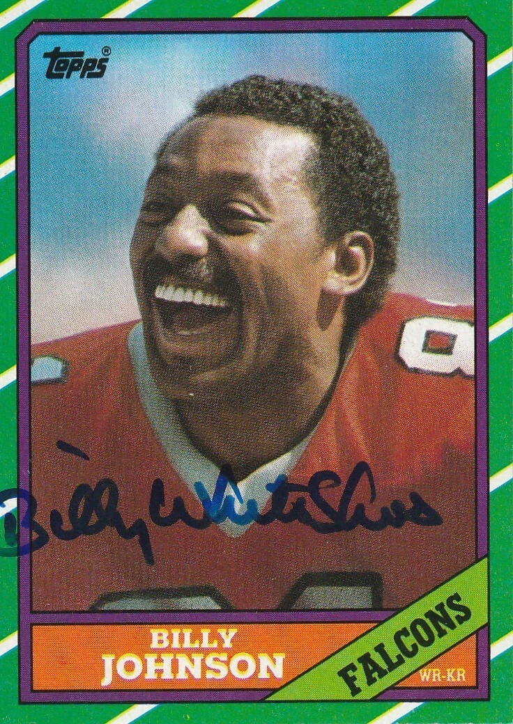 BILLY WHITESHOES JOHNSON ATLANTA FALCONS SIGNED 1986 TOPPS CARD #364