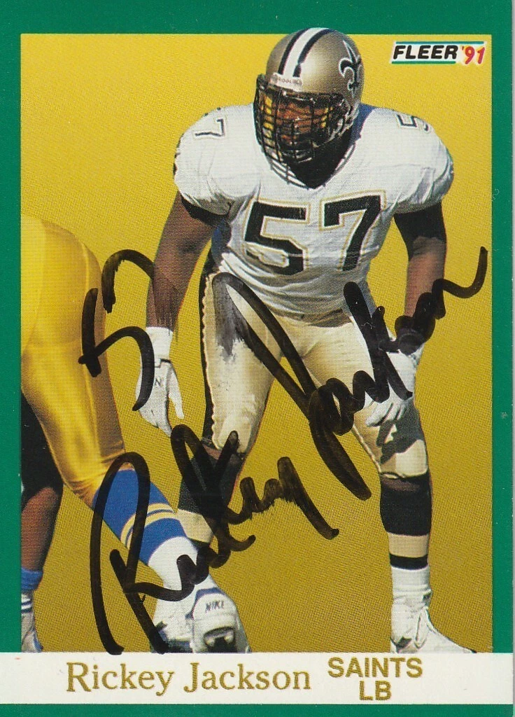 RICKEY JACKSON NEW ORLEANS SAINTS  SIGNED 1991 FLEER CARD #296