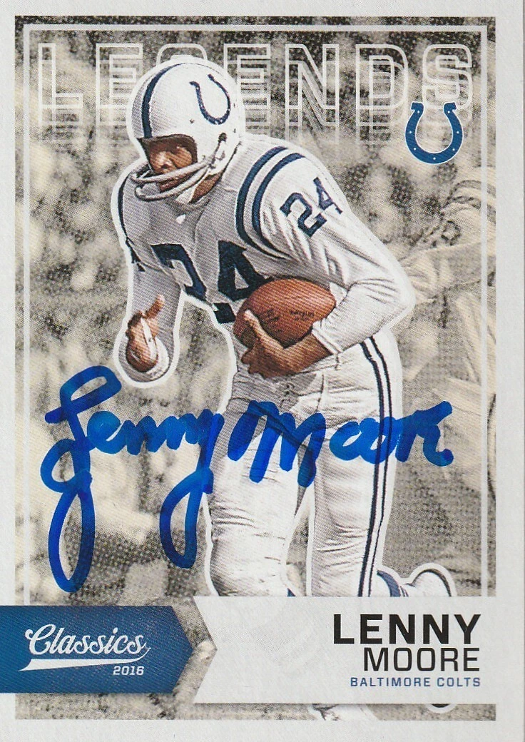 LENNY MOORE BALTIMORE COLTS  SIGNED 2016 PANINI CLASSICS CARD #159