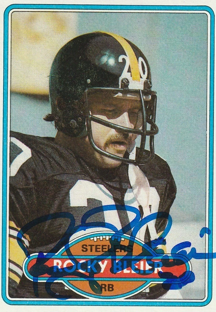 ROCKY BLEIER PITTSBURGH STEELERS  SIGNED 1980 TOPPS CARD #61