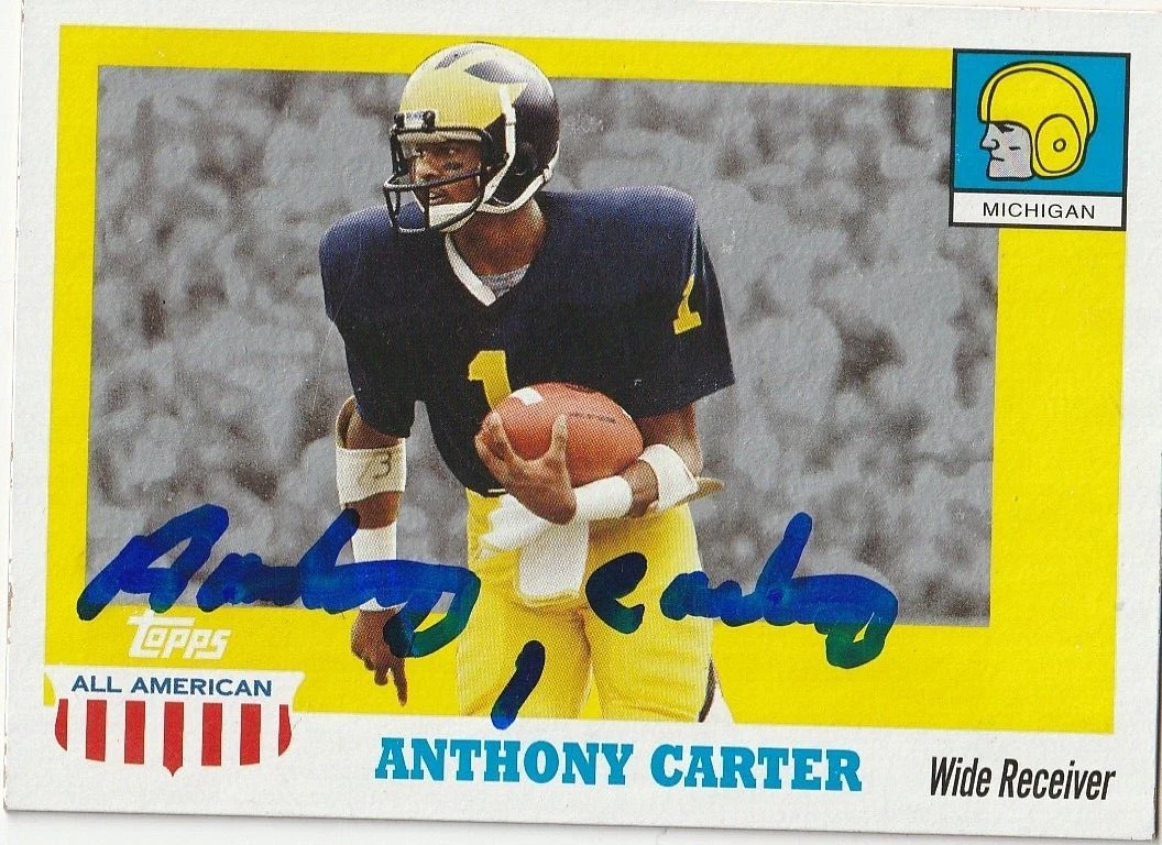 ANTHONY CARTER MICHIGAN WOLVERINES  SIGNED 2005 TOPPS ALL AMERICAN CARD #53