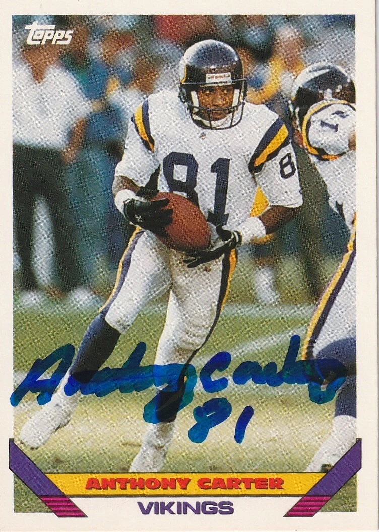 ANTHONY CARTER MINNESOTA VIKINGS  SIGNED 1993 TOPPS CARD #370