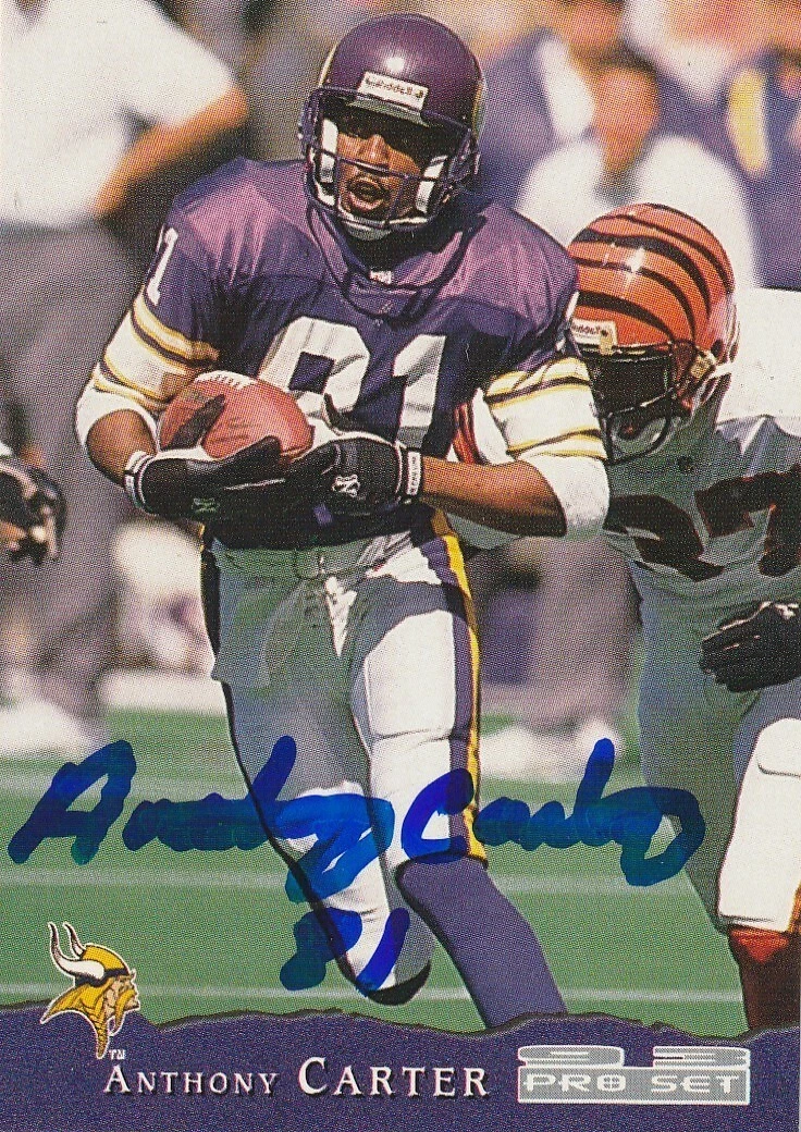 ANTHONY CARTER MINNESOTA VIKINGS  SIGNED 1993 PRO SET CARD #255