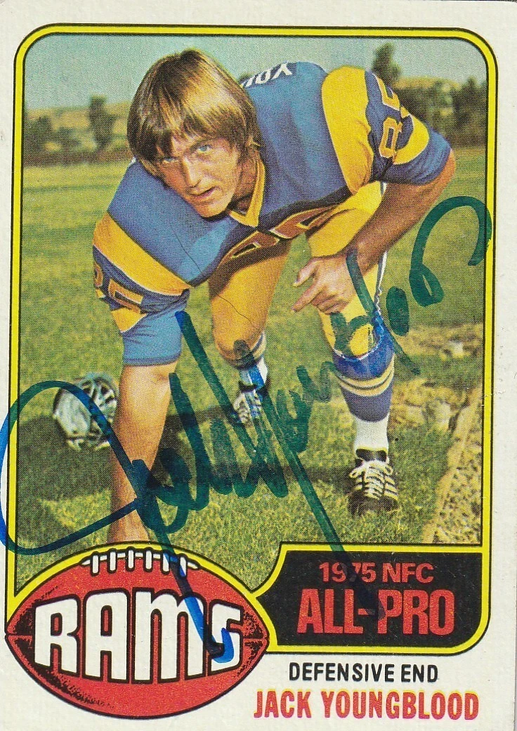 JACK YOUNGBLOOD LOS ANGELES RAMS  SIGNED 1976 TOPPS CARD #310