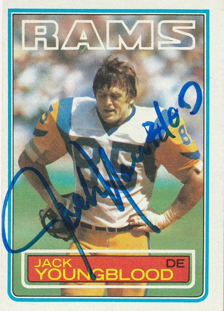 JACK YOUNGBLOOD LOS ANGELES RAMS  SIGNED 1983 TOPPS CARD #96