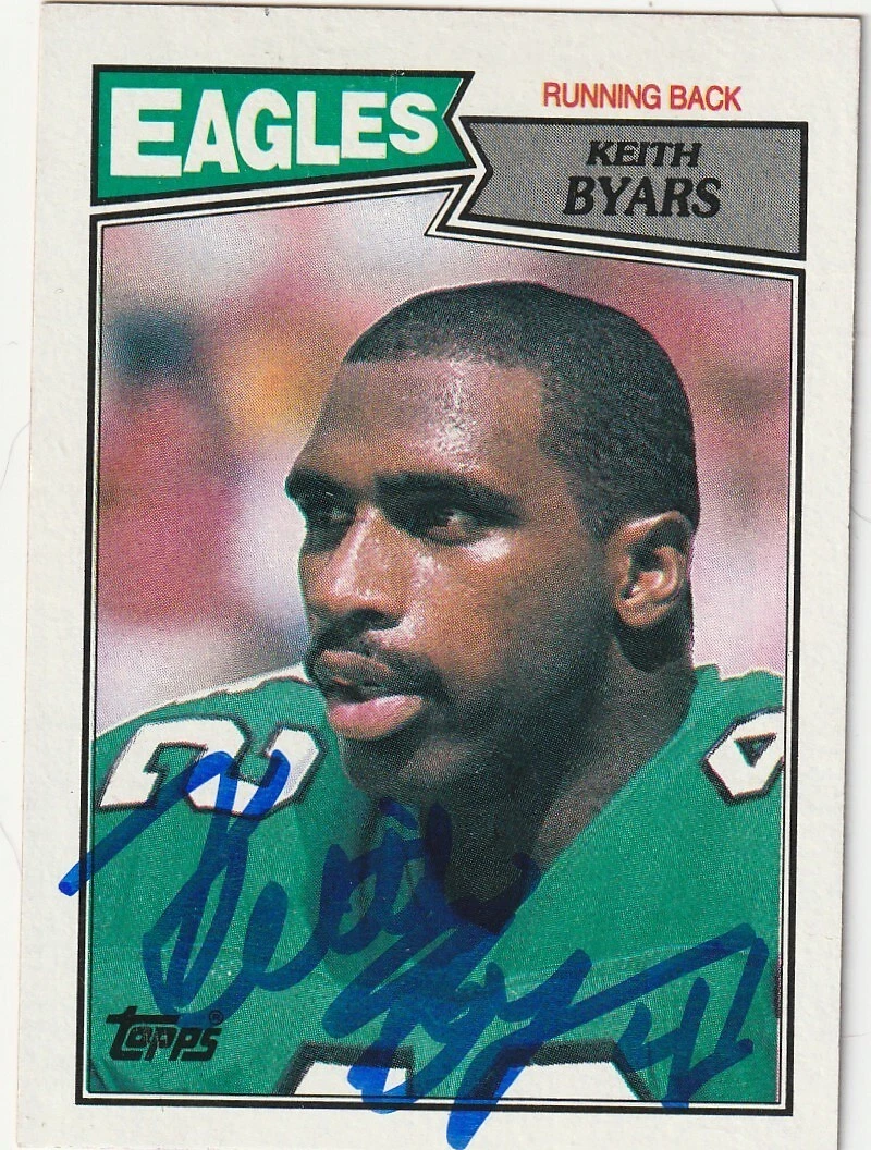 KEITH BYARS PHILADELPHIA EAGLES  SIGNED 1987 TOPPS ROOKIE CARD #297