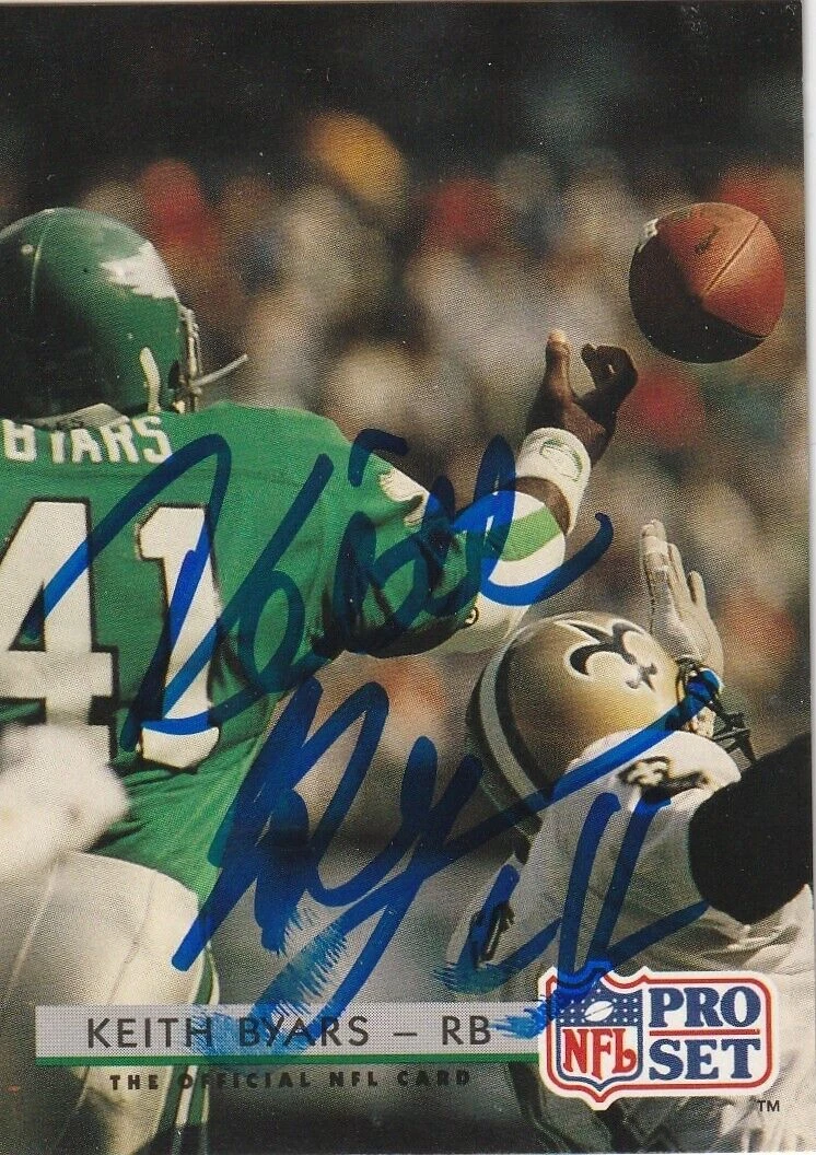 KEITH BYARS PHILADELPHIA EAGLES  SIGNED 1992 PRO SET CARD #281