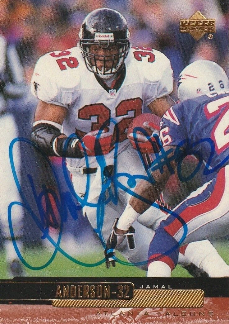 JAMAL ANDERSON ATLANTA FALCONS  SIGNED 1999 UPPER DECK CARD #11