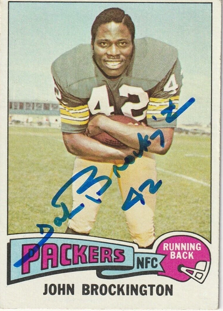 JOHN BROCKINGTON GREEN BAY PACKERS  SIGNED 1975 TOPPS CARD #150