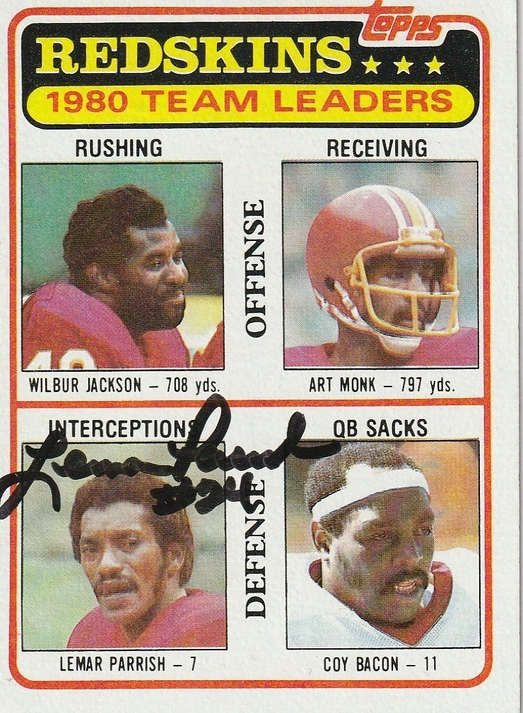 LEMAR PARRISH WASHINGTON REDSKINS  SIGNED 1981 TOPPS CARD #57