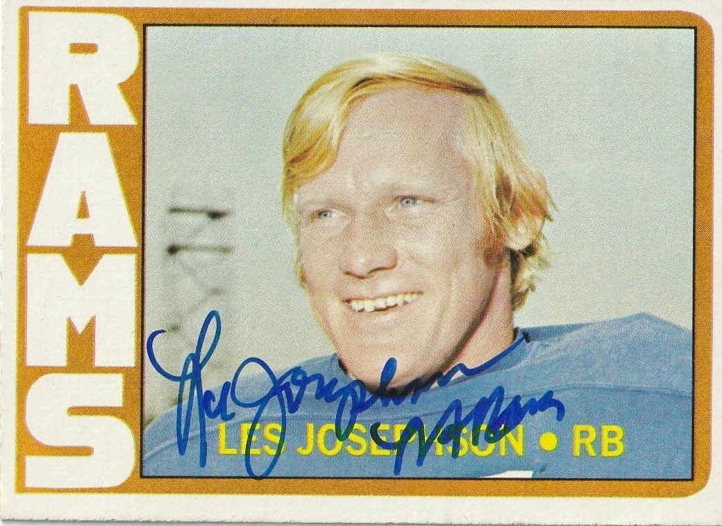 LES JOSEPHSON LOS ANGELES RAMS  SIGNED 1972 TOPPS CARD #247