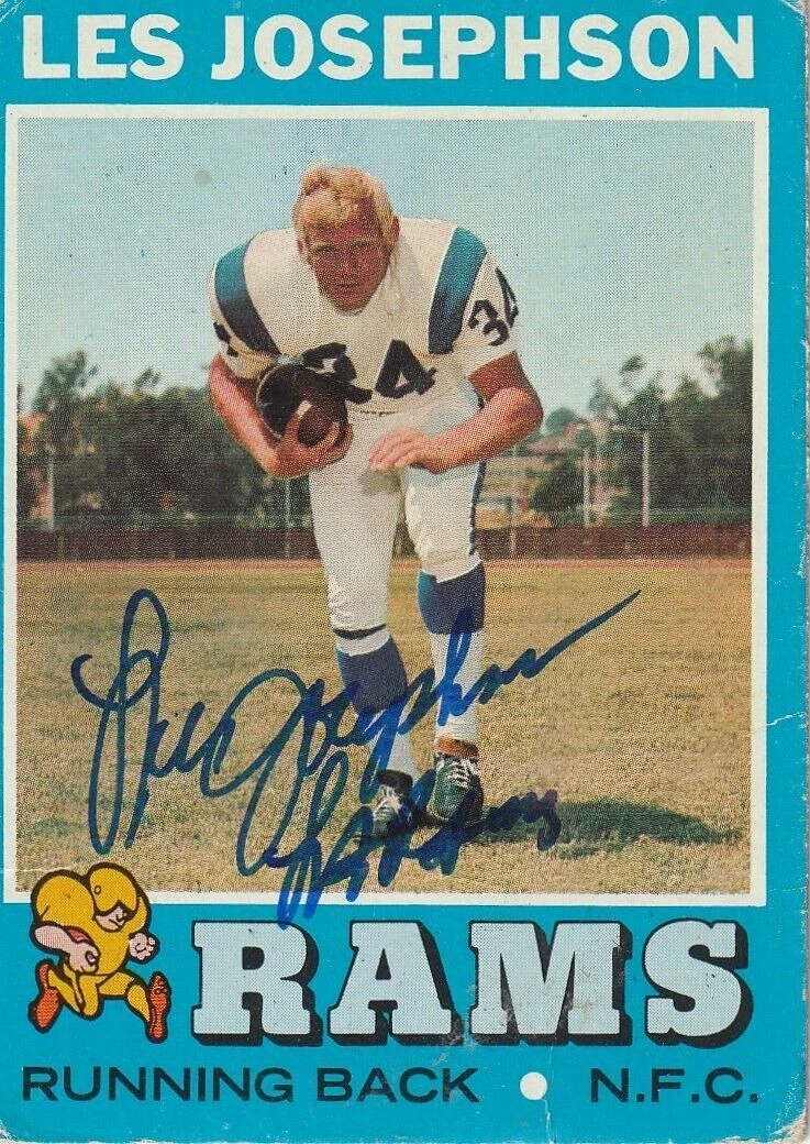LES JOSEPHSON LOS ANGELES RAMS  SIGNED 1971 TOPPS CARD #181