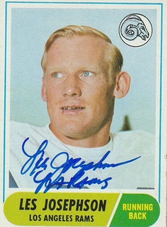 LES JOSEPHSON LOS ANGELES RAMS  SIGNED 1968 TOPPS CARD #53