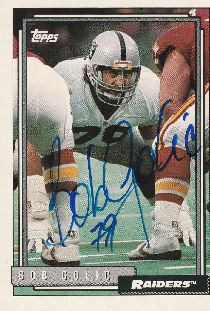 BOB GOLIC OAKLAND RAIDERS  SIGNED 1992 TOPPS CARD #478